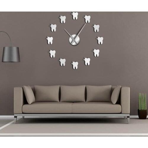 Teeth large wall clock dental clinic home decor modern design real big diy silent quartz wall watch clock