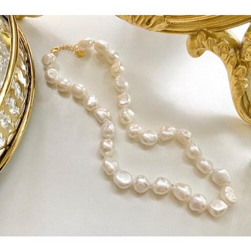 12mm baroque pearl white real pearl choker necklace chain gold clasp natural Freshwater PEARL Women Jewelry 14'' 17'' 35cm 42cm