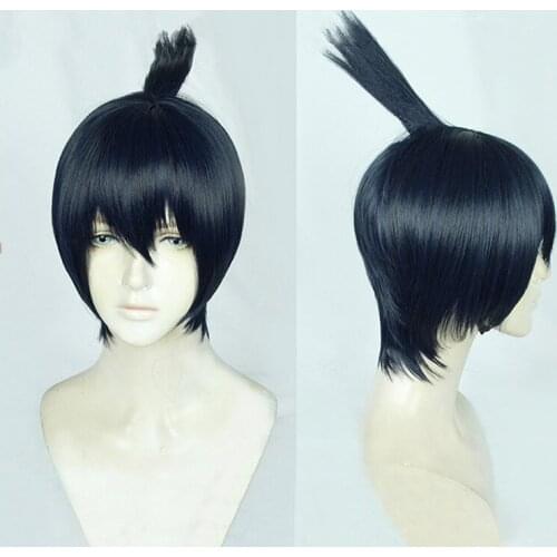 Chainsaw Man Hayakawa Aki Cosplay Wig Blue Black Short Heat Resistant Synthetic Hair Halloween Role Play Costume Wigs + Wig Cap