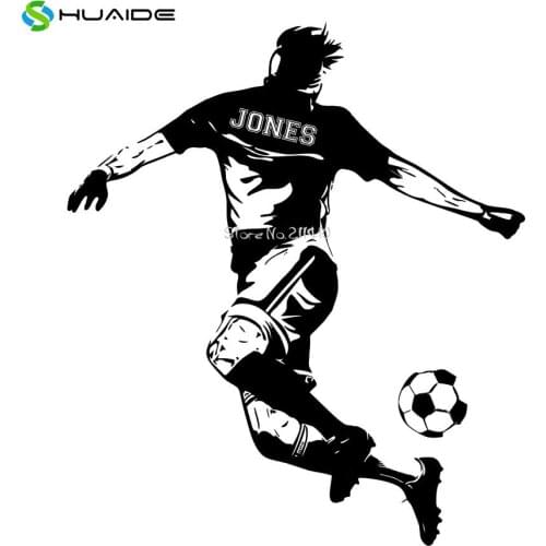 Personalised Name Soccer Player Wall Sticker Home Decor Removable Vinyl Wall Stickers For Boys Room Nursery Decal Mural A464