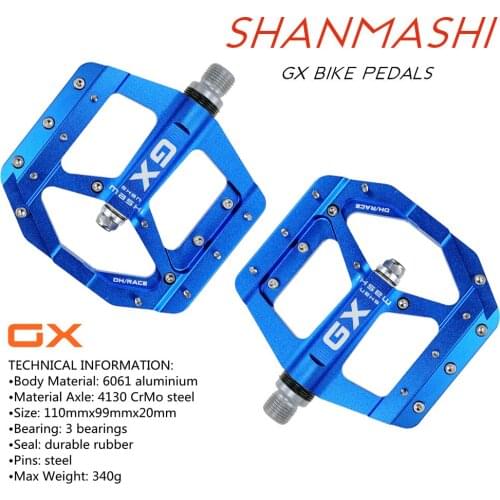 SHANMASHI GX Flat Foot Pedal Sealed Cycling Pedals CNC Aluminum Body For Road Mountain Bike 3 Bearing MTB Bicycle Pedal Parts