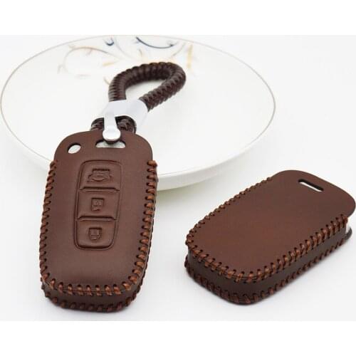 KUKAKEY Woven Keychain Car Key Case Leather Fob Cover For KIA Sorento Forte K3 Cerato Sportage Optima K7 Rio K2 K5 Key Bag Shell