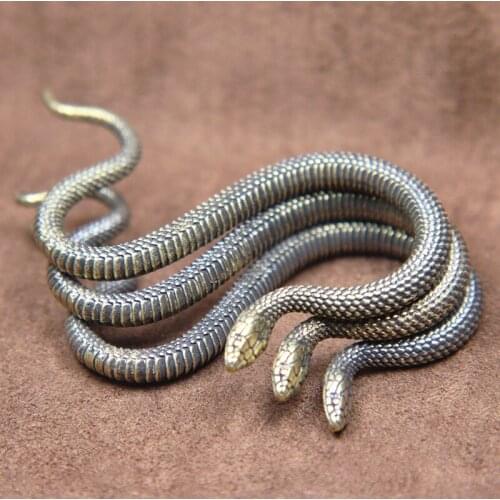 Vintage Brass Zodiac Snake Miniatures Desktop Ornaments Creative Animal Figurines Home Decorations Accessories Tea Pet Crafts