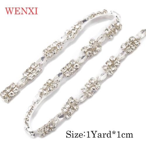 WENXI 10YARD Bridal Gown Sparkle Crystal Rhinestone Applique Accessorie Trims For Wedding Dress Belt Delicacy Bridal sash WX904B
