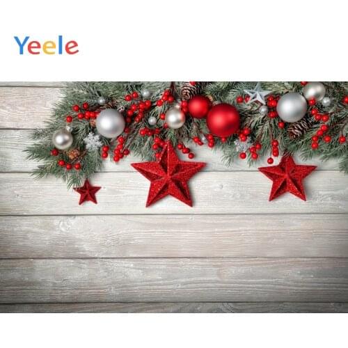 Yeele Christmas Wooden Board Branch Ball Star Baby Photography Backgrounds Customized Photographic Backdrops for Photo Studio