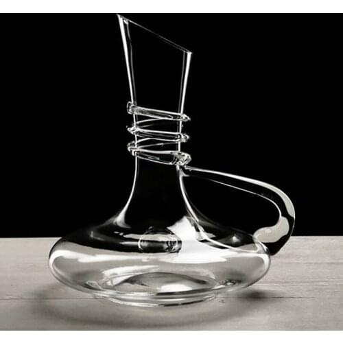 YH) Lead-free crystal glass, black silk, white red wine decanter with slanted mouth strap, split wine decanter, European style