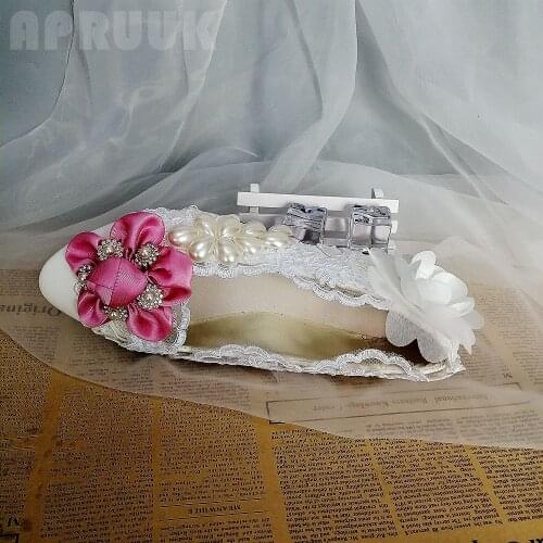 Rose pink flats shoes woman flower sweet design ladies ceremony romantic lace bride wedding pearls flats shoes women plus size