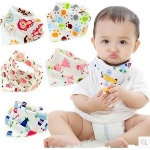 1pcs Security Bib Burp Cloth Baby Bibs Boys Girls Animal Print Smock Cotton Baby Scarf Feeding Collar Burp Baby Accessories