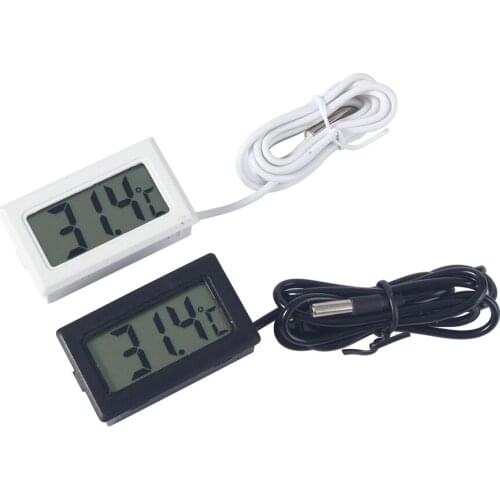 1PC Mini Digital LCD Indoor Convenient Temperature Sensor Thermometer Gauge White black color without battery
