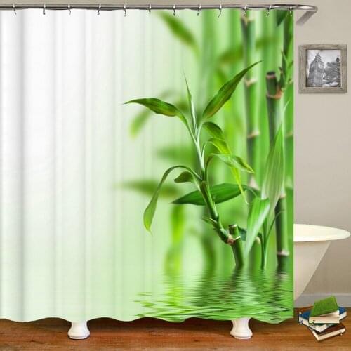 3d Waterproof Shower Curtains Green Plant Bamboo Bathroom Curtains Printing Polyester Fabric Washable Decor Bath Curtains