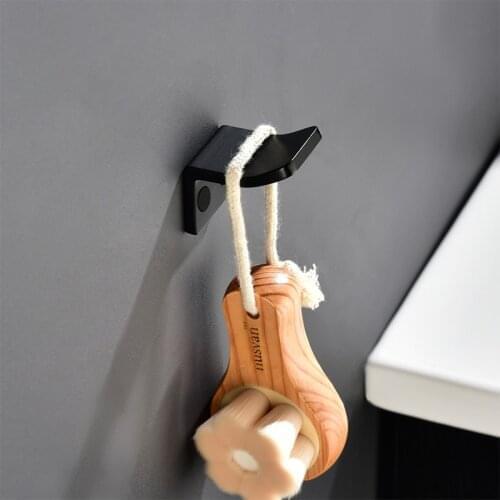 Aluminum Black Robe Hook Wall Mount Towel Hook For Bathroom Coat Hook Rustproof Clothes Hanger For Kitchen & Hotel Hardware