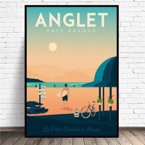 Anglet Travel Canvas Painting Art Print Poster Picture Wall Modern Minimalist Bedroom Living Room Decoration