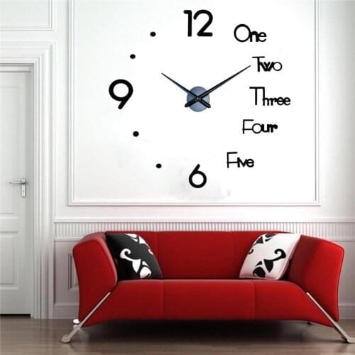 Large Wall Clock Modern Design 3D Wall Sticker Clock Silent Home Decor Living Room Acrylic Quartz Horloge Mirror Stickers
