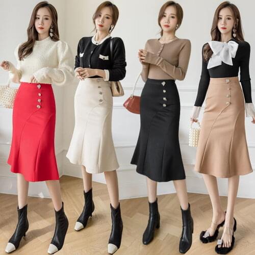 Big Size 4Xl Elegant Korean Women Formal Mermaid Skirt Spring Slim Zipper High Waist Skirt Plus Size 5XL OL Office Lady Skirts