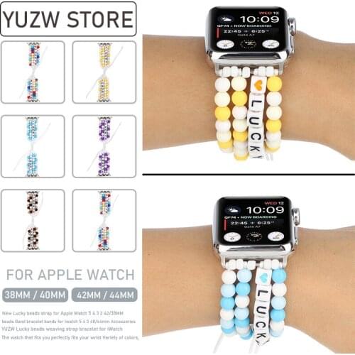 Womens Bohemian style lucky bead strap for Apple Watch 38mm 40mm 42mm 44mm bands Bracelet for iWatch Series 6 SE 5 4 3 Watchband