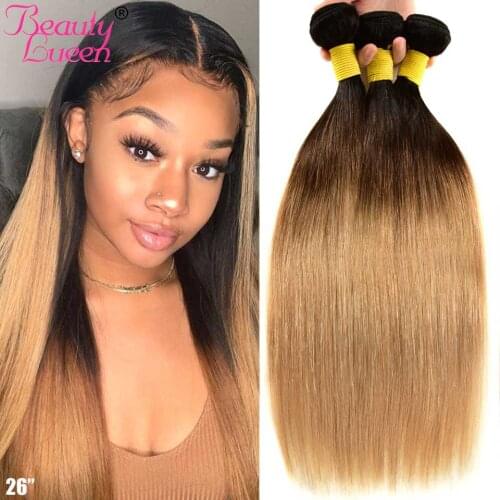 Ombre Brazilian Straight Hair Weave 3/4 Bundles Deals 26 inch Tissage Ombre Human Hair Bundles Cheveux Humain Hair Extension