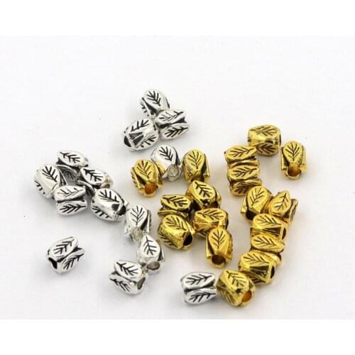 50Pcs Flower Leaf Carved Beads Size 7mm Hole 2.3mm Loose Spacer Beads For Jewelry Making Chain Bracelet Beaded DIY Accessories