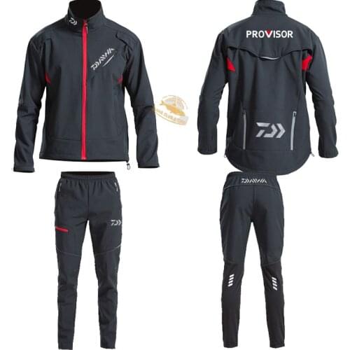 Daiwa Fishing Waterproof Suit Outdoor Mens Autumn and Winter Fleece Padded Pants Warm Top Sports Pants Casual Cycling Clothes