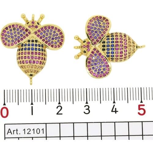 Dankaishi Fashion Brand New Bee Insect Charms for Jewelry Making Metal Insect Micro Paved with Full Colorful Rhinestone Crystal