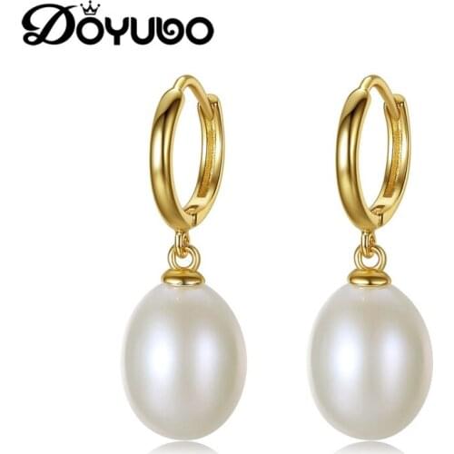 DOYUBO Simple Women Gold Color Water Drop Pearls Earrings Fashion 925 Sterling Silver Drop Earrings Fine Jewelry For Lady VC230