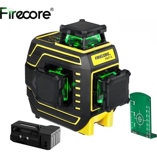 FIRECORE 3D 12Lines 360 IP65 Green Laser Level Auto Self-Leveling Cross Lines With Receiver 1.5/2/3M Tripod Bracket(F94T-XG)
