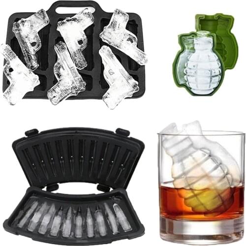 Creative Gun Bullet Shape Ice Cube Maker 3D DIY Ice Cube Mold Chocolate Candy Mould Cold Drink Whiskey Wine Ice Maker