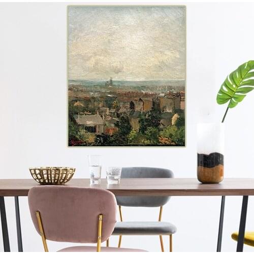 Citon Van Gogh《View of Paris from Montmartre》Canvas Art Oil Painting Famous Artwork Poster Picture Wall Decor Home Decoration