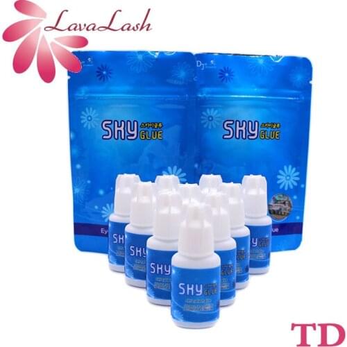 10 Bottles SKY Glue Eyelash Extension TD Original White Cap Beauty Shop Makeup Tool Korea Lasting Sealed Bag 5ml Low Stimulation