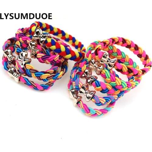 Fashion 10Pcs/Lot Girls Hair Accessories Hair Bows Twist Elastic Hair Bands Ponytail Holder Bow Tie Rubber Band Cute Headdress