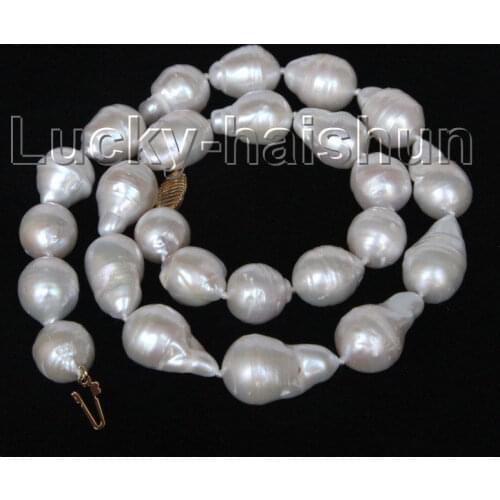 Natural 18" 22mm baroque white Reborn keshi pearls necklace