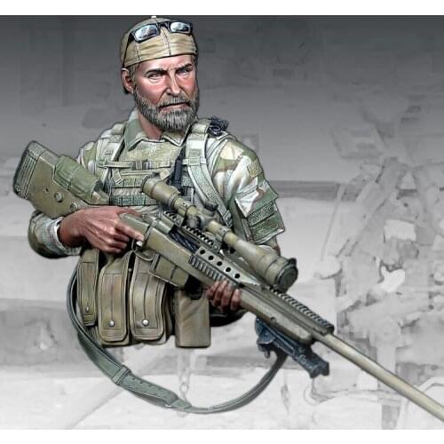 Unpainted Commando Sniper GK Resin Bust 1/10 Scale Model Kit Self-Assembled Colorless Figures Resin Kit No.76