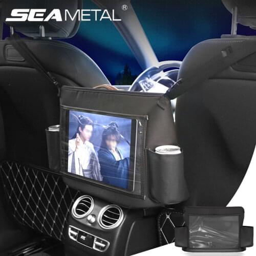 Newest Car Handbag Holder Interior Seat Middle Storage Bag PU Leather Auto Handbag Support Universal Rear Seat Ipad Phone Holder