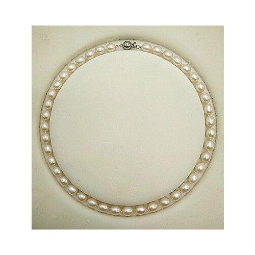 AAAA+7-8mm south sea white pearl necklace 17inch 925 Silver clasp