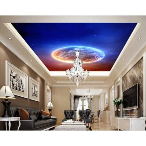 Custom ceiling wallpaper, the space of the earths space for the living room bedroom ceiling wall waterproof papel de parede