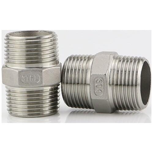 1/8" 1/4" 3/8" 1/2" 3/4" 1" 1-1/4" 1-1/2" BSP Male to Male Thread Hex Nipple Threaded Reducer Pipe Fitting Stainless Steel 304