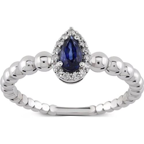 Symbol Gold 0.43 Carat Diamond Sapphire Ring Baguette Chic Jewelry Lover Rings Engagement Anniversary Wedding For Women