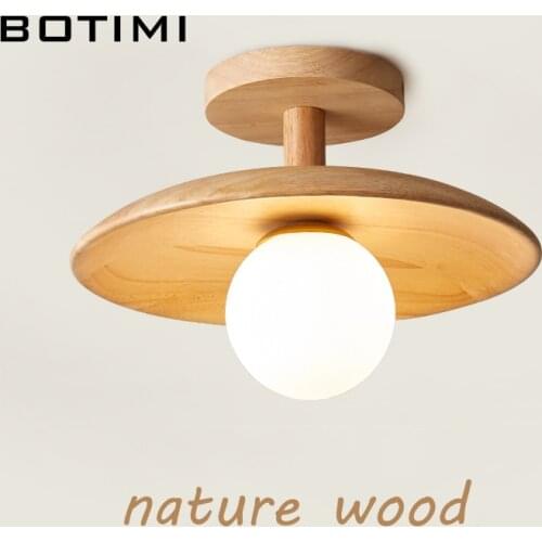 Modern Nature Wood Ceiling Lamp For Living Room 18CM 28CM Round Surface Mounted Bedroom Lights Dining Kitchen Wooden Luminaires
