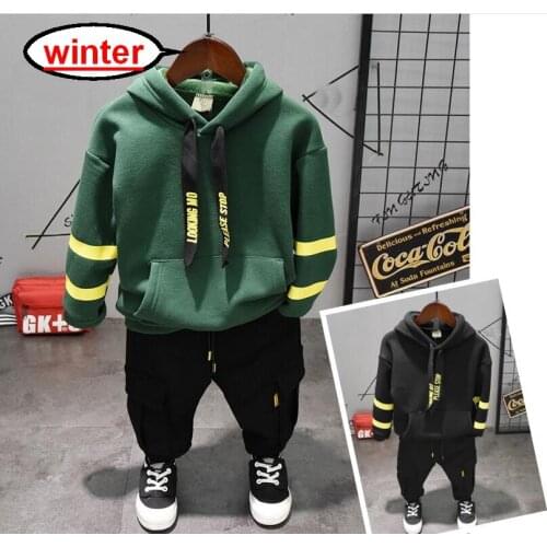 New Baby Tracksuit 2pcs Outfit Children Clothing Set Winter Kids Plush Hoodie + Thickening Sweatpants Boys Suits Age 2-7Years