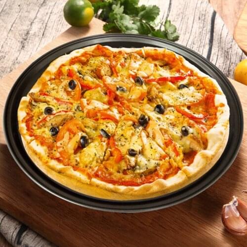 Transhome Pizza Pan Carbon Steel 12 inch Non-Stick Round Pizza Tray with Holes Pizza Plate Dishes Holder Bakeware Kitchen Tools