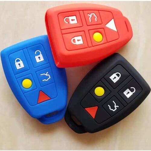 Smart Car Key Holder Silicone Cover for Volvo S40 V50 C70 Keyless Entry Remote 5 Button Key Fob