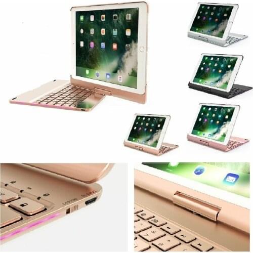 For iPad Pro 10.5" Aluminum Backlight Bluetooth Keyboard 360 Rotating Case Cover