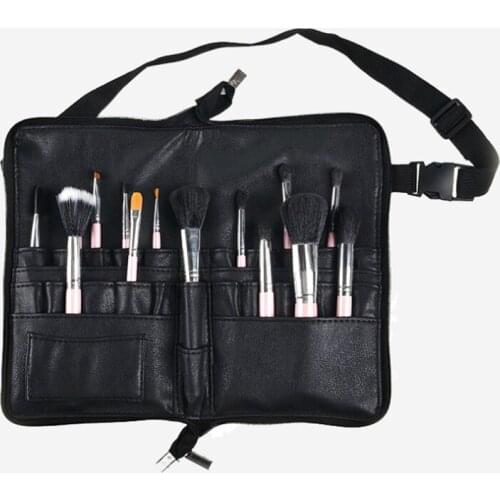High Quality Makeup Brush Bag Prfessional Black Makeup Artist Waist Bag Zipper Portable Cosmetic Tool Case for Travel