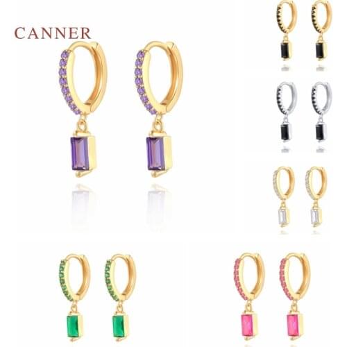 CANNER 925 Sterling Silver Earrings For Women Colored Zircon Earrings Dangle Piercing Pendientes Mom Gift 2021 Trend Vintage