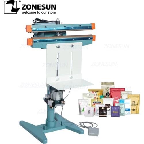 ZONESUN ZS-FK450D Pneumatic Foot Pedal Heat Sealing Machine Aluminum Foil Plastic Bag Sealer Food Beverage Machinery