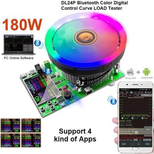 180W DL24P 150W DL24 2.4 Inch LCD DC USB Tester Electronic Load APP Battery Capacity Discharge Charge Power Meter TESTER