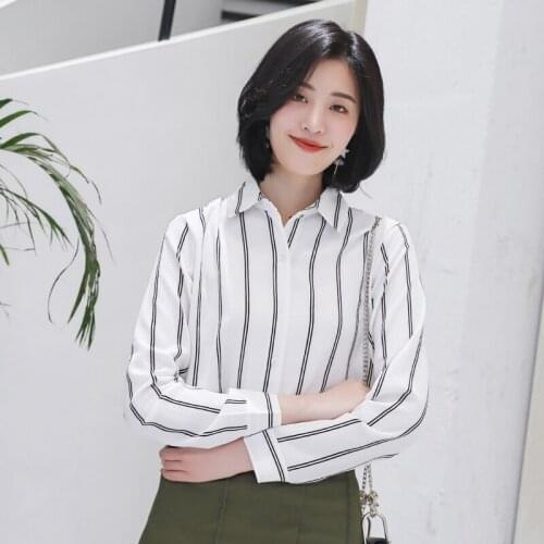 2021 Autumn New Brand Women Chiffon Shirt and Tops Woman Casual Fine Striped Long Sleeve Blouse Lady Office Shirts Clothes