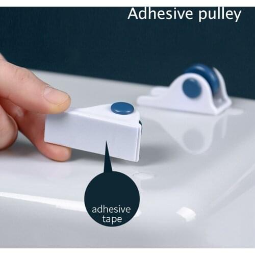 4pcs Storage Box Wheel Roller Self Adhesive Organiser Rack Rolling Wheel for Trash Can Pulley Adhesive Paste Pully Noiseless Box