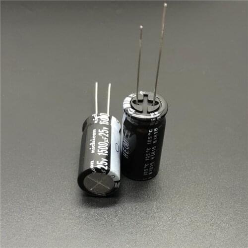 5pcs/50pcs 1500uF 25V NICHICON HE Series 12.5x25mm Extremely Low Impedance 25V1500uF Aluminum Electrolytic Capacitor
