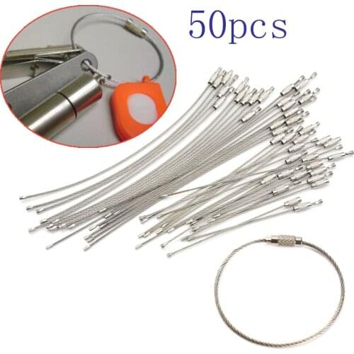 50Pcs Stainless Steel Wire Keychain Cable Rope Key Holder Keyring Key Chain Rings Women Men Jewelry Key Holder Gifts
