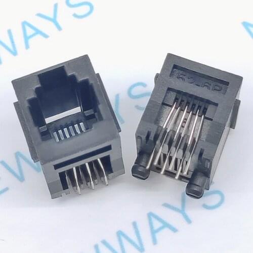 50Pcs/Lot Rj11 Socket Rj12 Telephone 180 Degrees 6Pin Crystal Female 6P6C Socket